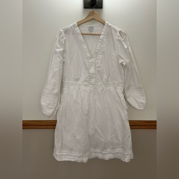 EUC J Crew White Lace 3/4 Sleeve Dress Size Medium - Picture 3 of 9